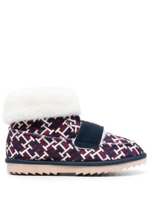 Tommy Hilfiger monogram fleece-trim slippers Red FW0FW06717
