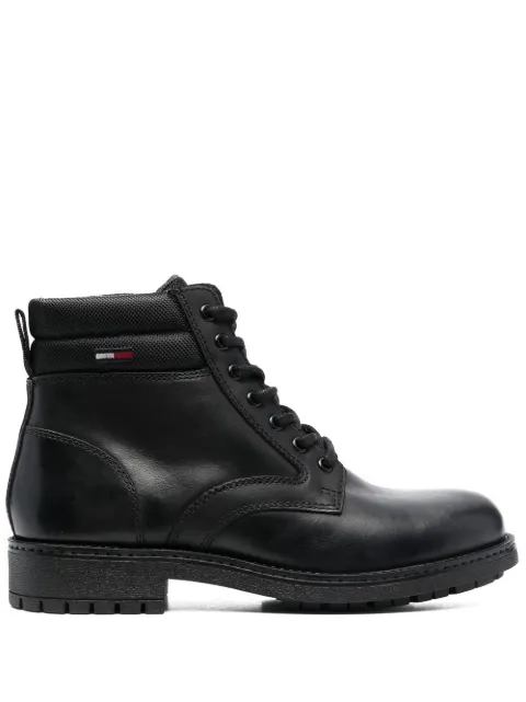Tommy Jeans padded-ankle lace-up boots Black EM0EM01057