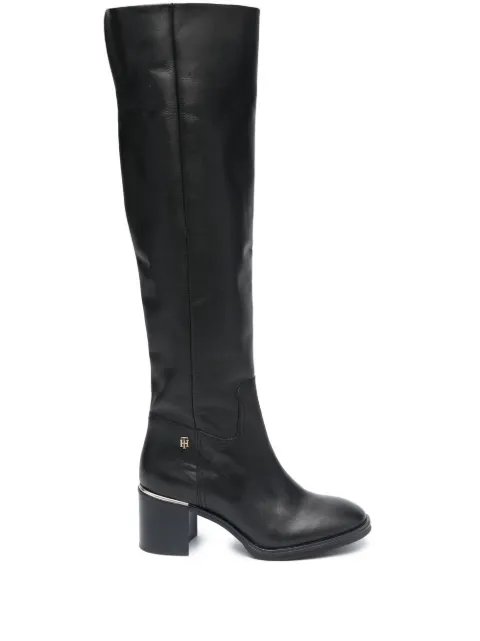 Tommy Hilfiger logo-plaque knee-high boots Black FW0FW06655
