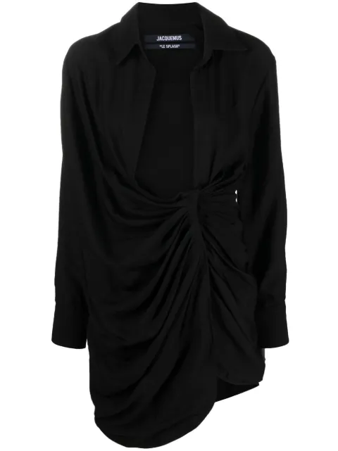 Jacquemus long-sleeved shirt mini dress Black 213DR0091020990