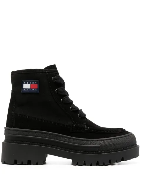 Tommy Jeans 40mm logo-patch lace-up boots Black EN0EN01915