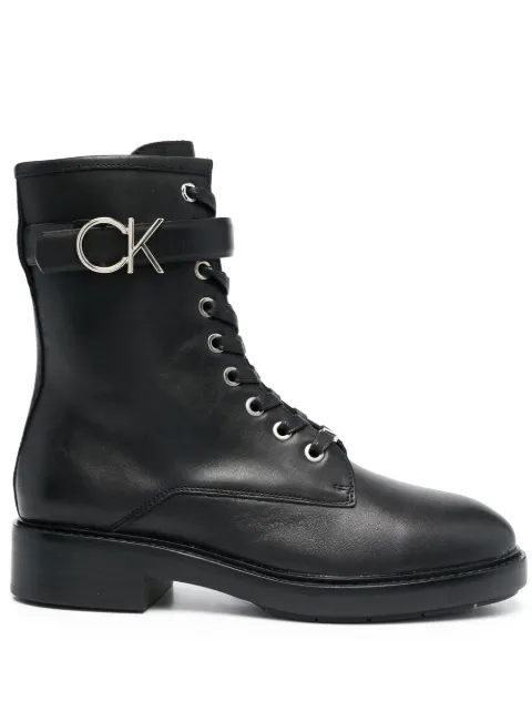 Calvin Klein logo-buckle combat boots Black HW0HW01254