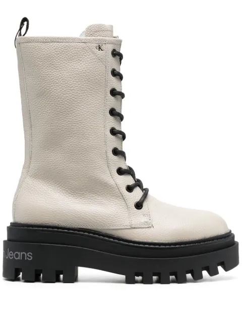 Calvin Klein lace-up leather platform boots Neutrals YW0YW00843