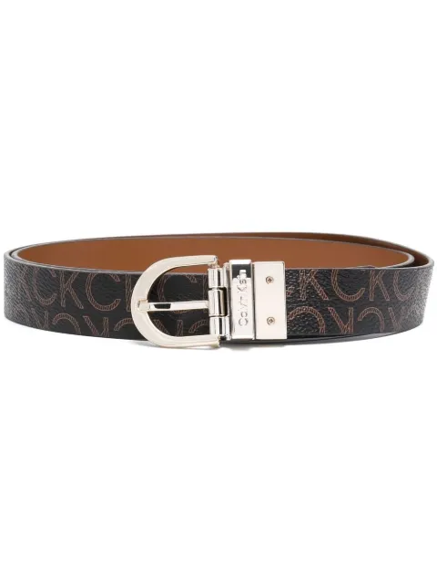 Calvin Klein engraved-logo buckle belt Brown K60K609981