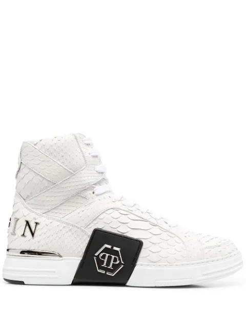 Philipp Plein snakeskin-effect high-top sneakers Black FABSUSC0278PLE010N