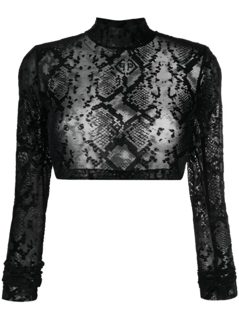 Philipp Plein geometric-print cropped top Black FABCWRK0443PTE003N