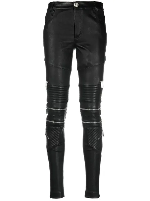 Philipp Plein leather trousers long Black FABCWLT0132PLE010N