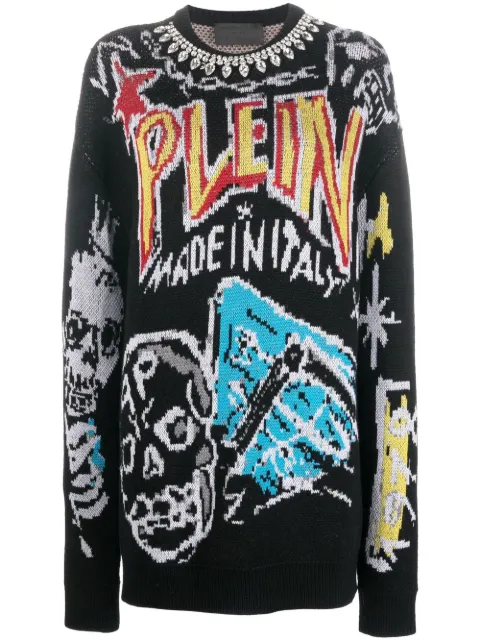 Philipp Plein grafitti-print sweatshirt Black FABCWKO0511PKN002N