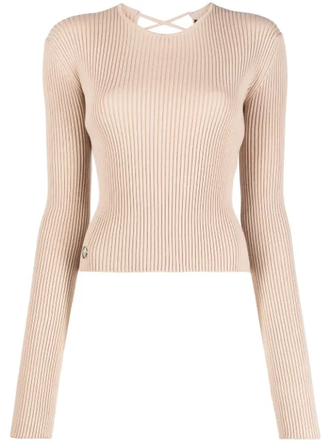 Philipp Plein lace-up detail knitted top Neutrals FABCWKK0231PKN002N