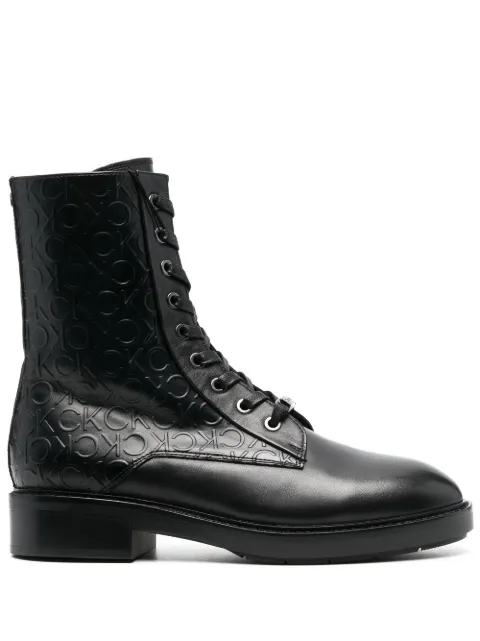 Calvin Klein debossed-monogram combat boots Black HW0HW01292