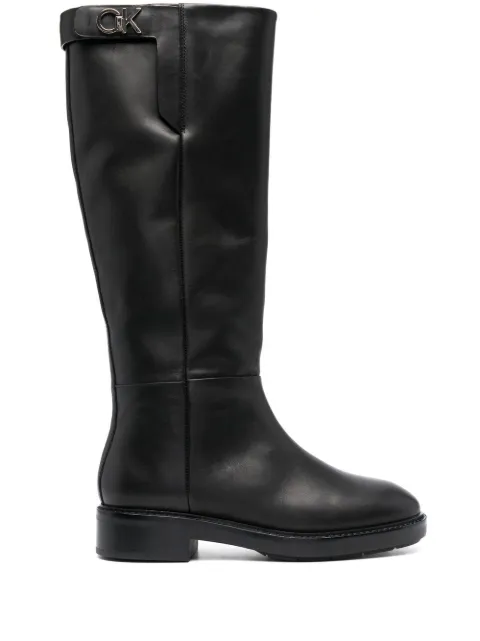 Calvin Klein logo-plaque knee-high boots Black HW0HW01255