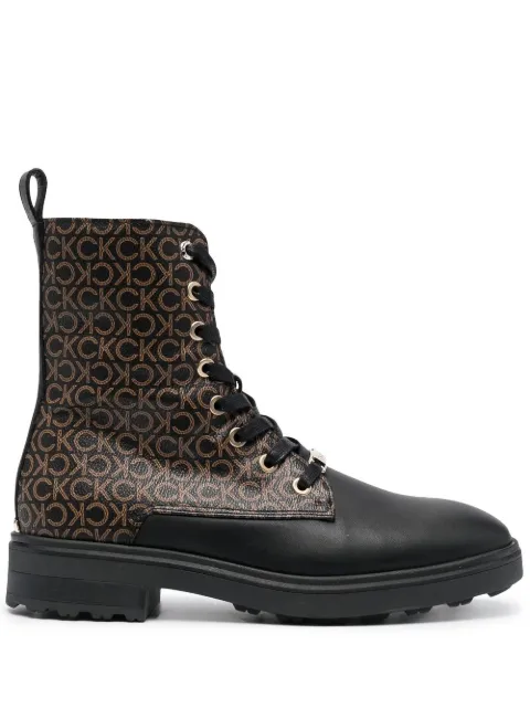 Calvin Klein lace-up monogram biker boots Black HW0HW01314