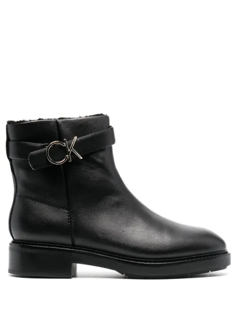 Calvin Klein logo-buckle ankle boots Black HW0HW01257