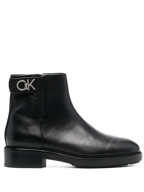 Calvin Klein 35mm logo-plaque ankle boots Black HW0HW01258