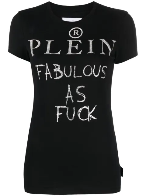 Philipp Plein Sexy Pure rhinestone-embellished T-shirt Black FABCWTK2514PJY002N