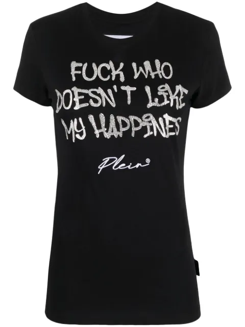 Philipp Plein Sexy Pure rhinestone-embellished T-shirt Black FABCWTK2527PJY002N