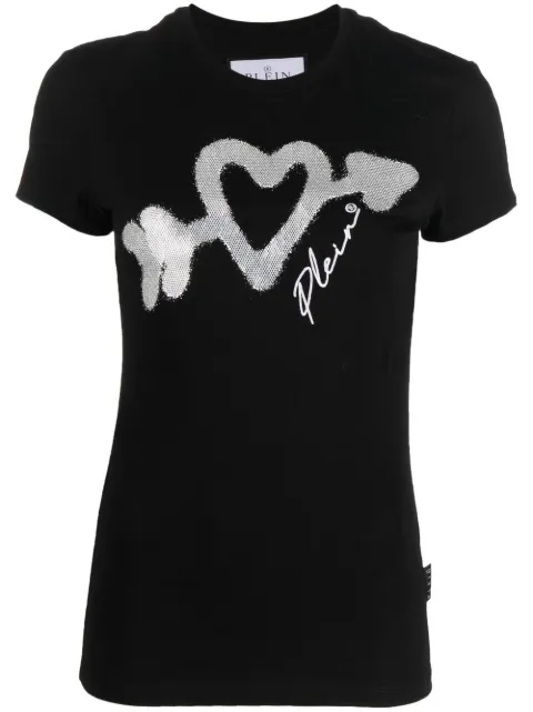 Philipp Plein crystal-embellished logo T-shirt Black FABCWTK2529PJY002N