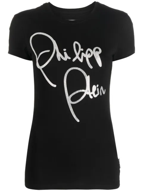 Philipp Plein logo-print cotton T-shirt Black FABCWTK2534PJY002N