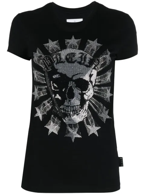 Philipp Plein Sexy Pure-fit skull strass T-shirt Black FABCWTK2582PJY002N