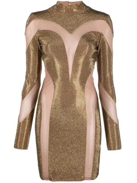 Philipp Plein crystal-embellished panelled dress Gold FABCWRG2288PJY002N