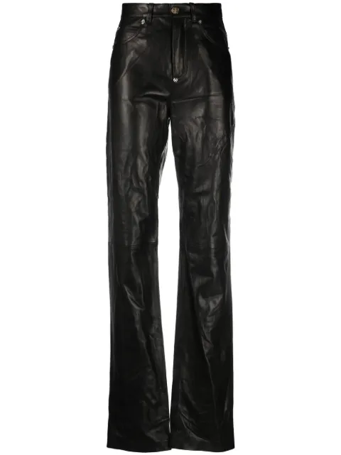 Philipp Plein leather trousers long Black FABCWLT0134PLE010N
