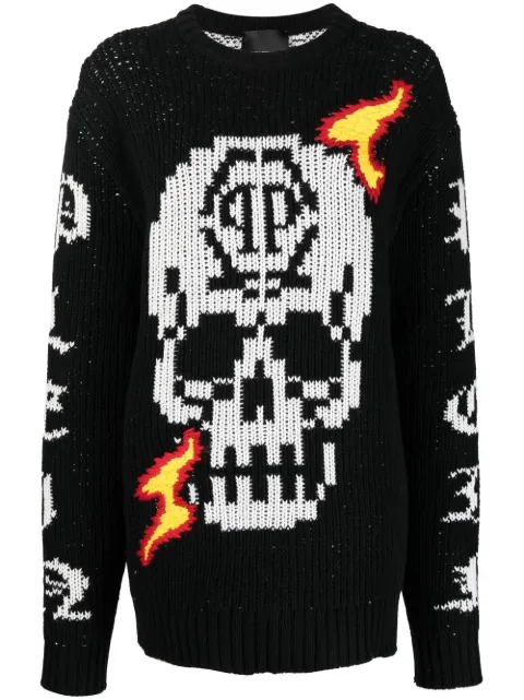 Philipp Plein Skull intarsia-knit jumper Black FABCWKO0525PKN002N