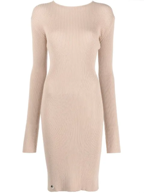 Philipp Plein lace-up detailed midi dress Neutrals FABCWKG0323PKN002N
