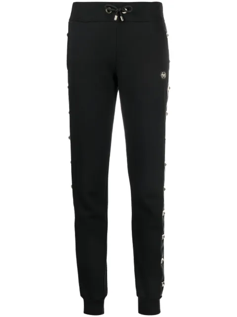 Philipp Plein studded side panel track pants Black FABCWJT1633PJY002N
