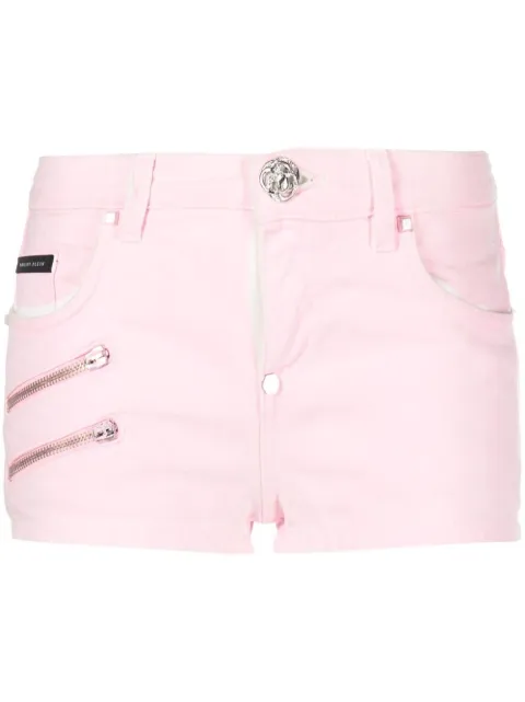 Philipp Plein Denim Hot Pants Biker shorts Pink FABCWDT2111PDE004N