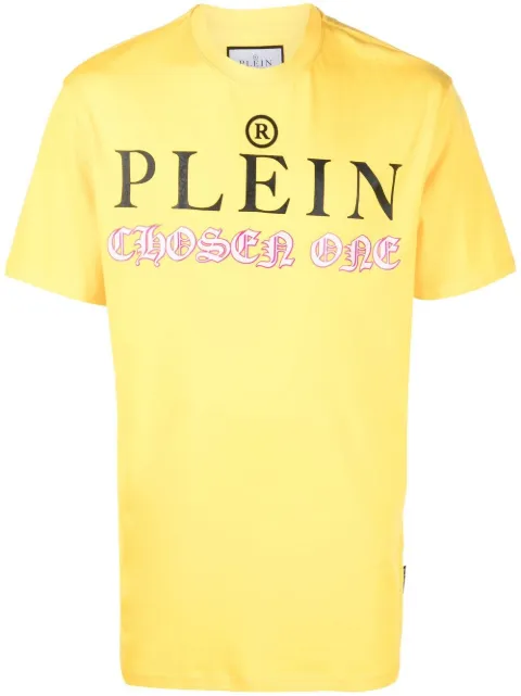 Philipp Plein logo-print detail T-shirt Yellow FABCMTK5692PJY002N