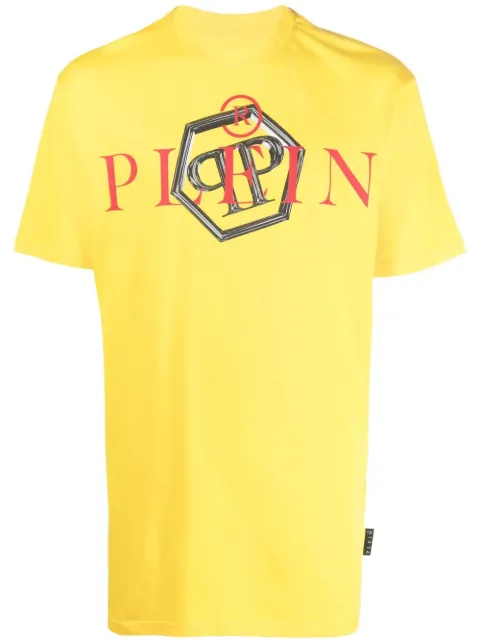 Philipp Plein logo-print cotton T-shirt Yellow FABCMTK5636PJY002N
