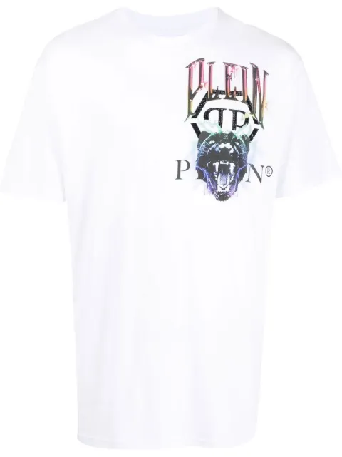 Philipp Plein logo-print short-sleeved T-shirt White FABCMTK5619PJY002N
