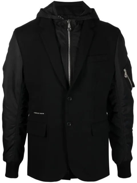 Philipp Plein panelled hooded jacket Black FABCMRB2001PTE003N