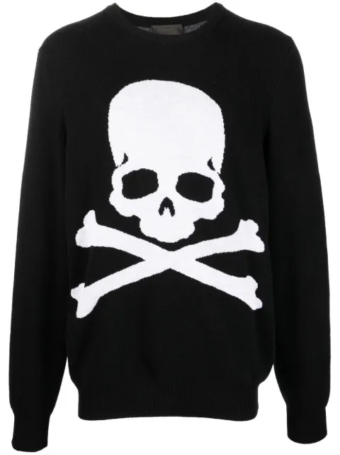 Philipp Plein intarsia skull-knit jumper Black FABCMKO1156PKN002N