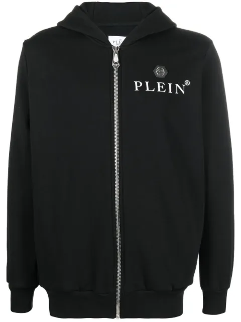 Philipp Plein logo-print zip-up hoodie Black FABCMJB2752PJY002N