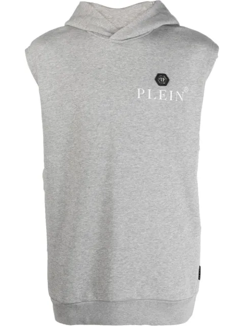 Philipp Plein Hexagon sleeveless hoodie Grey FABCMJB2750PTE003N