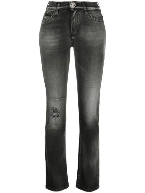 Philipp Plein logo-plaque denim jeans Black FABCWDT2168PDE004N
