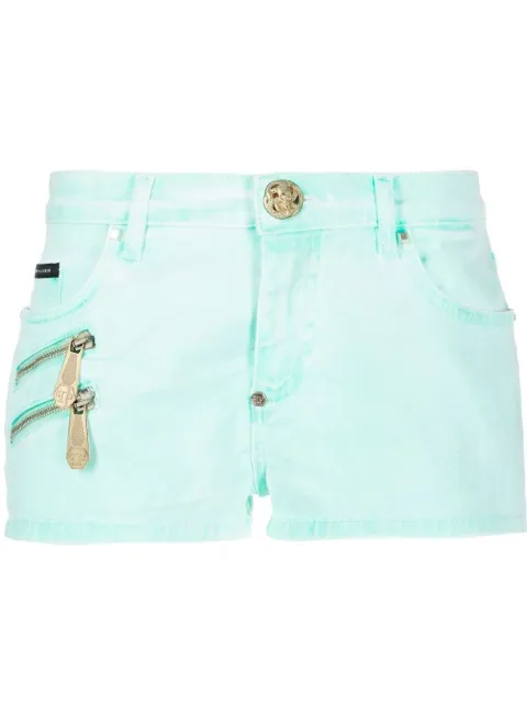 Philipp Plein biker-style denim shorts Green FABCWDT2111PDE004N