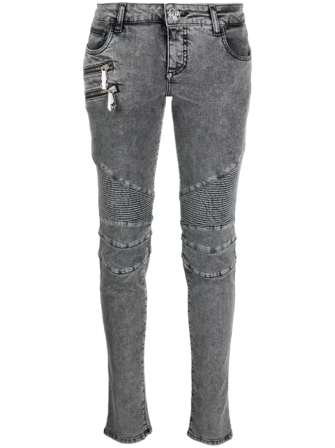 Philipp Plein Bike low-rise skinny jeans Grey FABCWDT2094PDE004N
