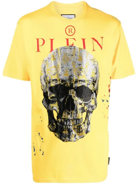 Philipp Plein skull-print short-sleeve T-shirt Yellow FABCMTK5690PJY002N