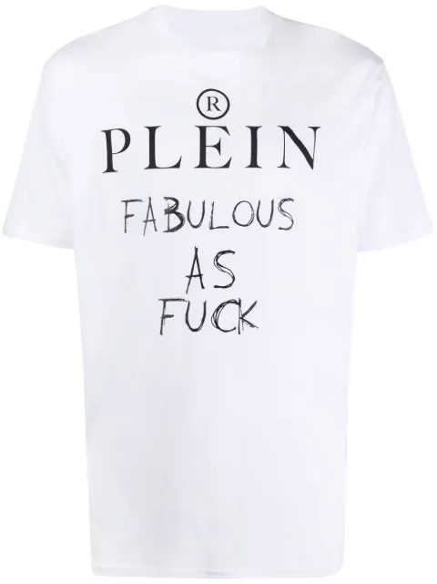 Philipp Plein slogan print T-shirt White FABCMTK5643PJY002N
