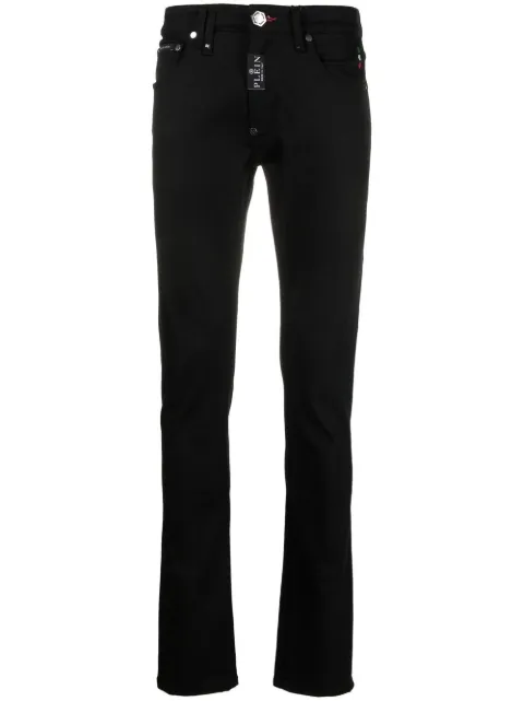 Philipp Plein Hexagon low-rise slim-cut jeans Black FABCMDT3107PDE004N
