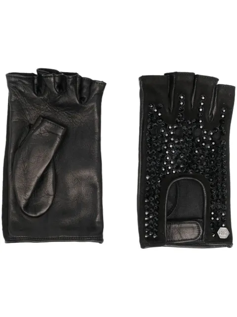 Philipp Plein driver gloves with crystals Black FABAWAB0053PLE075N