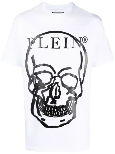 Philipp Plein skull-print short-sleeved T-shirt White SABCUTK0157PJY002N