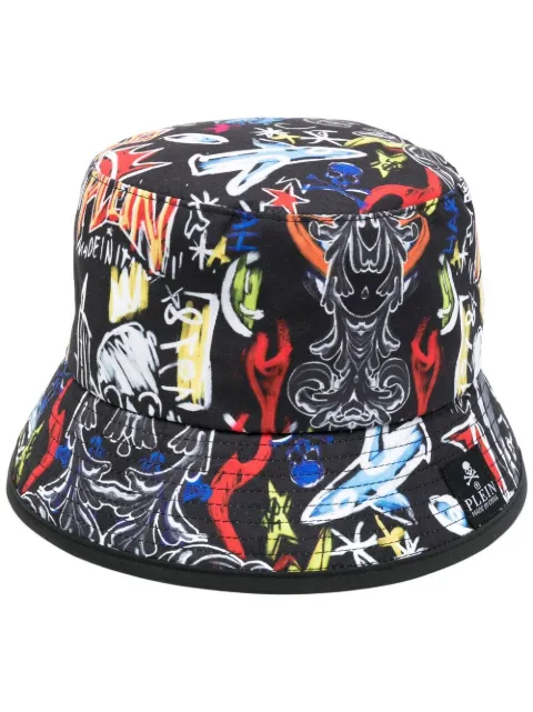 Philipp Plein graphic-print bucket hat Black FABAUAC0314PTE003N