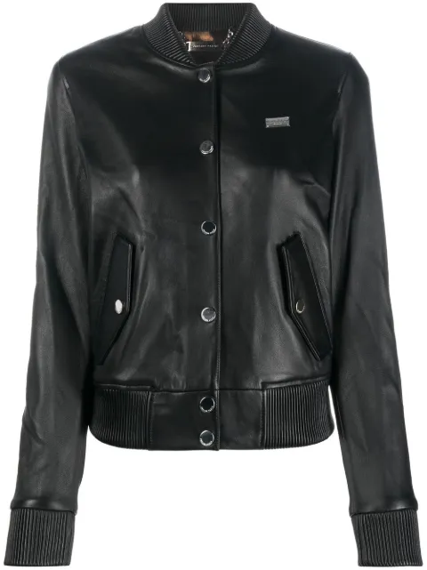 Philipp Plein leather bomber jacket Black FABCWLB0952PLE010N