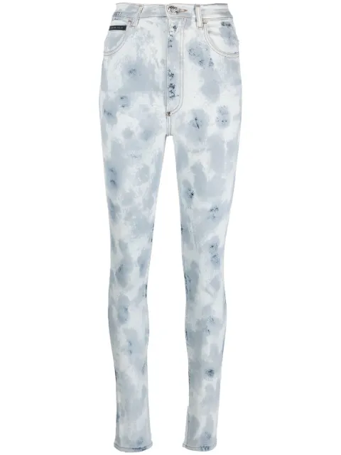 Philipp Plein high-waisted tie-dye jeggings Blue FABCWDT2121PDE004N