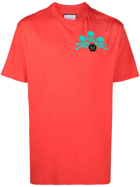 Philipp Plein skull-print detail T-shirt Red FABCMTK5715PJY002N