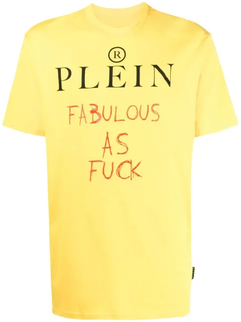 Philipp Plein slogan print T-shirt Yellow FABCMTK5643PJY002N