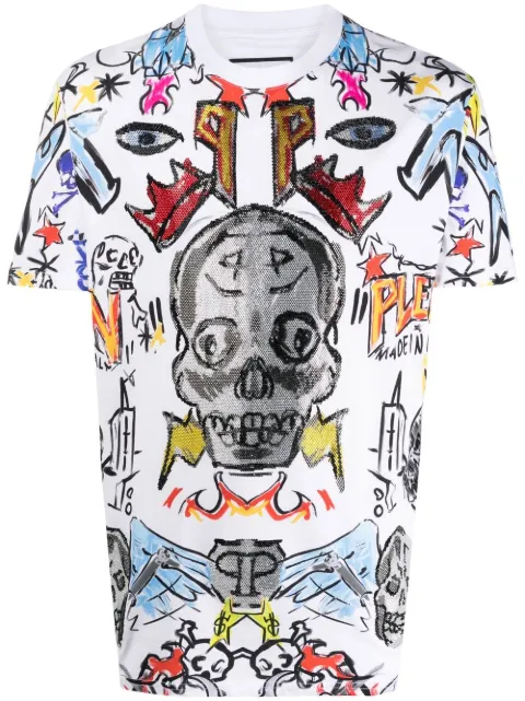 Philipp Plein graphic-print short-sleeved T-shirt White FABCMTK5621PJY002N